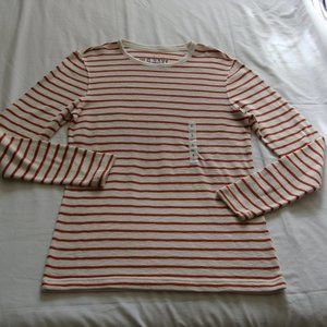 OLD NAVY Red & cream STRIPED Long Sleeve CREW Neck Knit Top Sz SMALL (Men's)